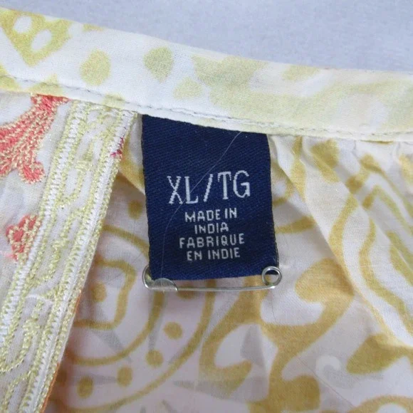 Robert‎ Graham Tunic Top Womens Size XL Blouse Paisley Embroidered Split Neck - Picture 6 of 8